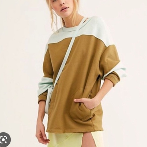 Free People Jordan Color Block Pullover Sweatshirt Fleece Top - Picture 11 of 11